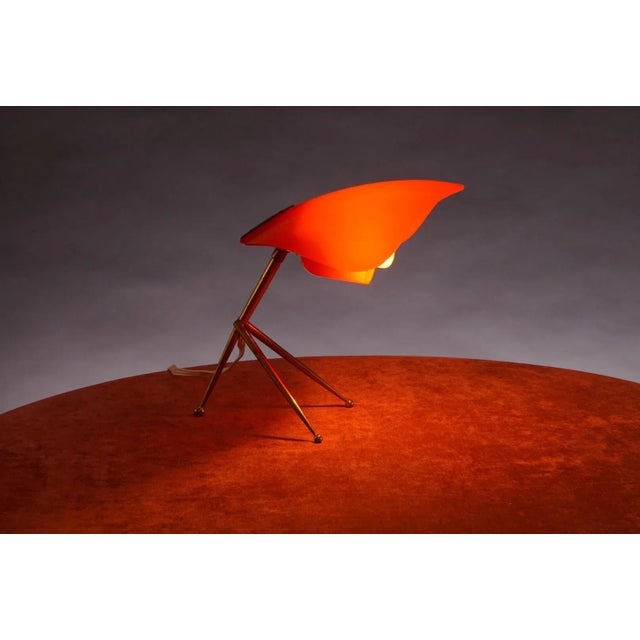 1950s Table Lamp with Red Shade, 1950s For Sale - Image 5 of 9