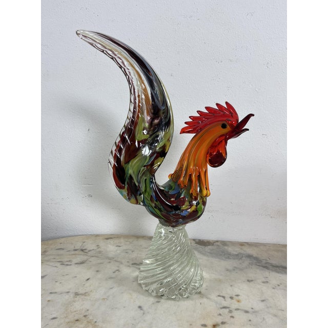 Black Large Mid-Century Multicolored Murano Glass Rooster, 1960s For Sale - Image 8 of 8