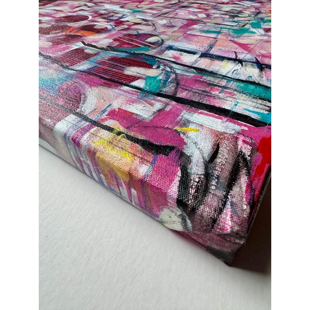 Textile "French Pink" Abstract Acrylic Painting by Paula DeStefanis For Sale - Image 7 of 12