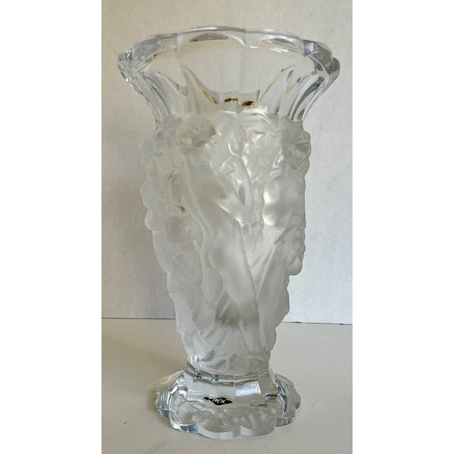 Vintage Desna Czech Republic Crystal Nude Figures Vase For Sale - Image 13 of 13