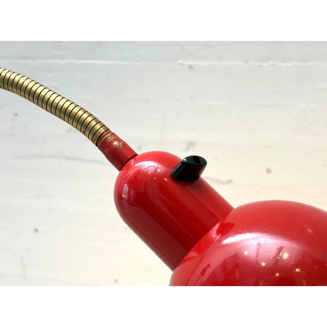 Red Metal Gooseneck Floor Lamp, 1970s For Sale - Image 11 of 14