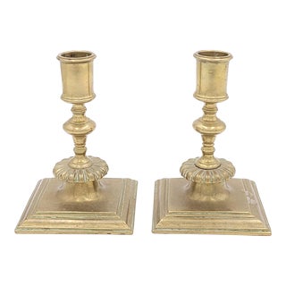 Pair of French Regence Brass Candlesticks, Circa 1700 For Sale
