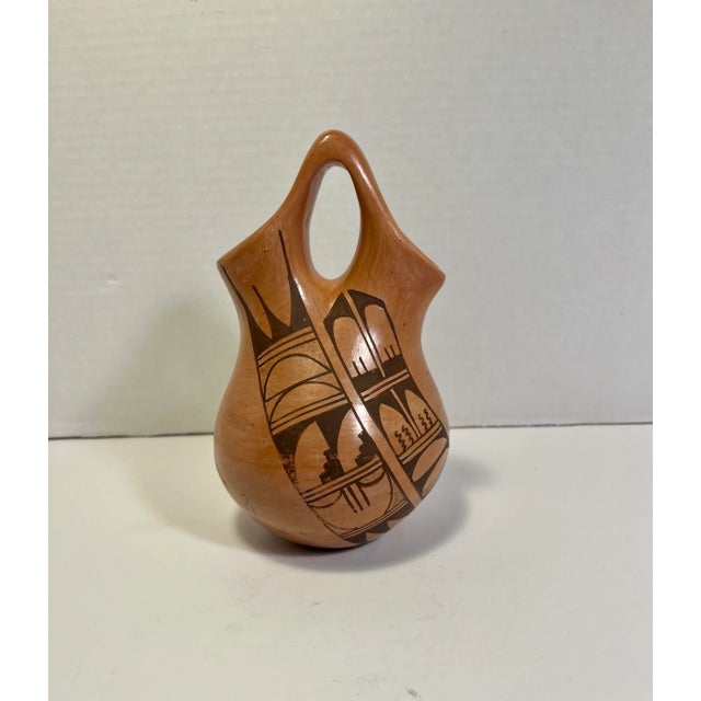 Native American Vintage Hopi Pottery by Kathleen Collateta Polychrome Wedding Vase For Sale - Image 3 of 7