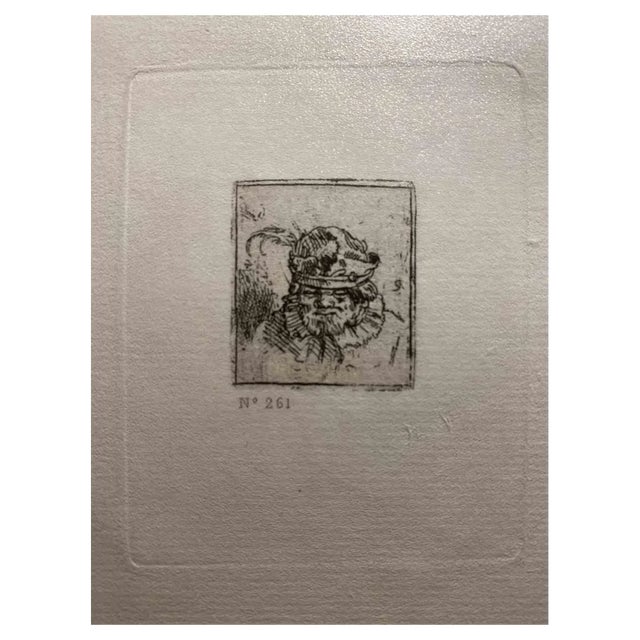 After Rembrandt, Self-Portrait in a Fur Cap, Etching, 19th Century For Sale