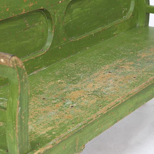 Rustic Folk Art Farmhouse Painted Pine Bench For Sale - Image 8 of 11