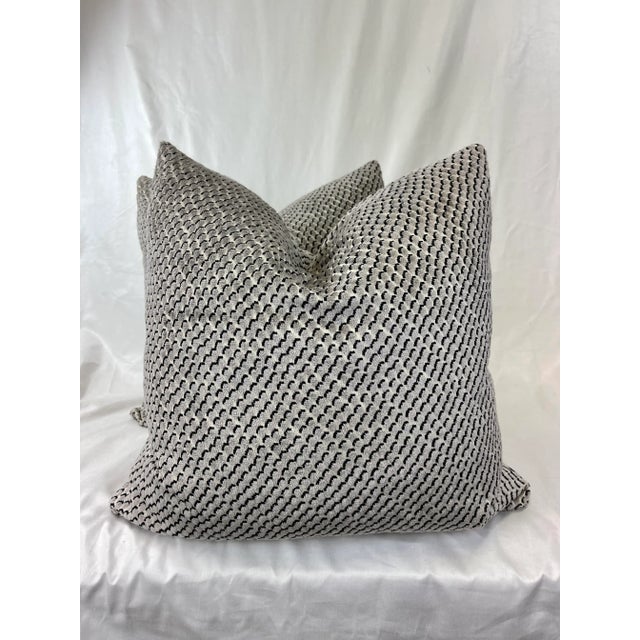 2020s Kravet "Mazzy Dot Velvet" in Storm 22" Pillows-A Pair For Sale - Image 5 of 5