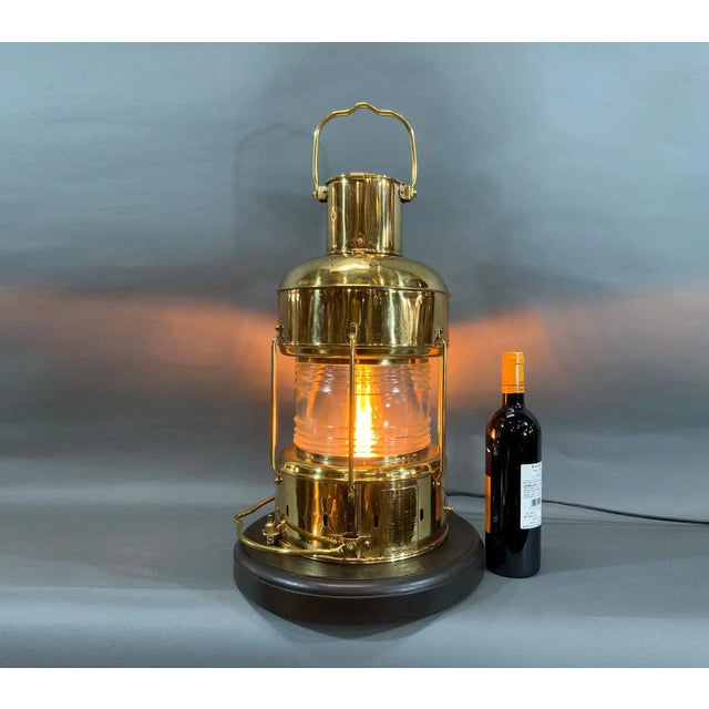 Solid Brass Ship’s Anchor Lantern For Sale In Boston - Image 6 of 11