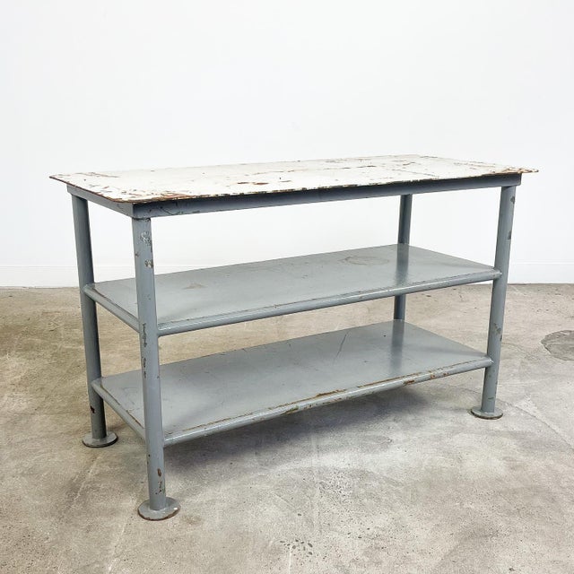 Industrial Metal Three-Tier Worktable, 1980s For Sale - Image 10 of 10
