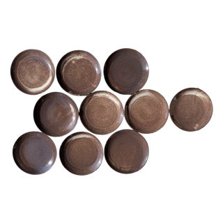 Handmade Ceramic Dinner and Serving Plates from Serocka, Germany, 1970s, Set of 10 For Sale