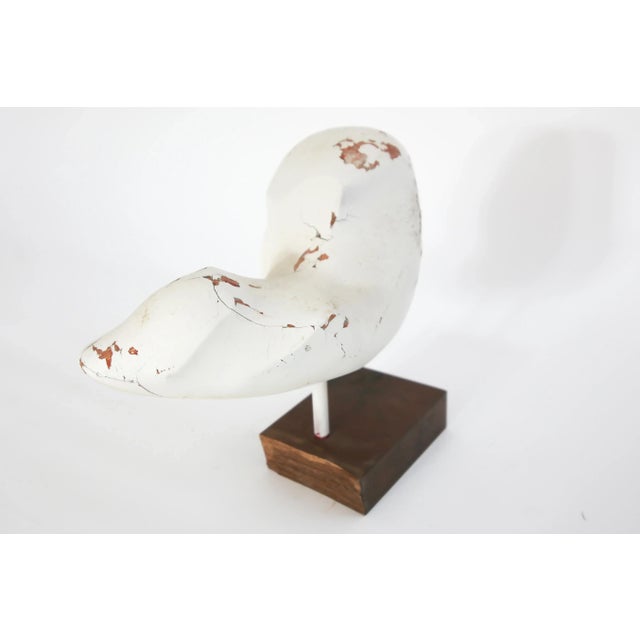 Mid-Century Modern Vintage Mid-Century Abstract Sculpture in White With Walnut Base For Sale - Image 3 of 7