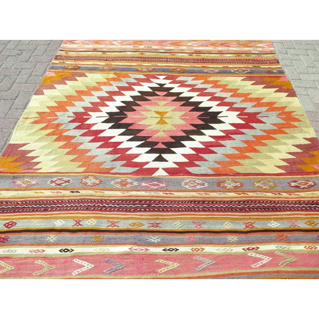 Mid-Century Modern 60s Turkish Handmade Kilim Aesthetic Living Area Rugs For Sale - Image 3 of 11