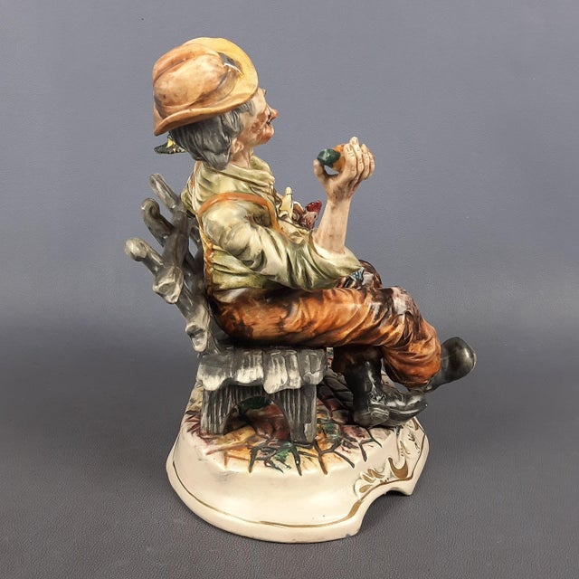 Vintage Ceramic Sculpture of Seated Merchant from Capodimonte, 1960s For Sale - Image 3 of 15