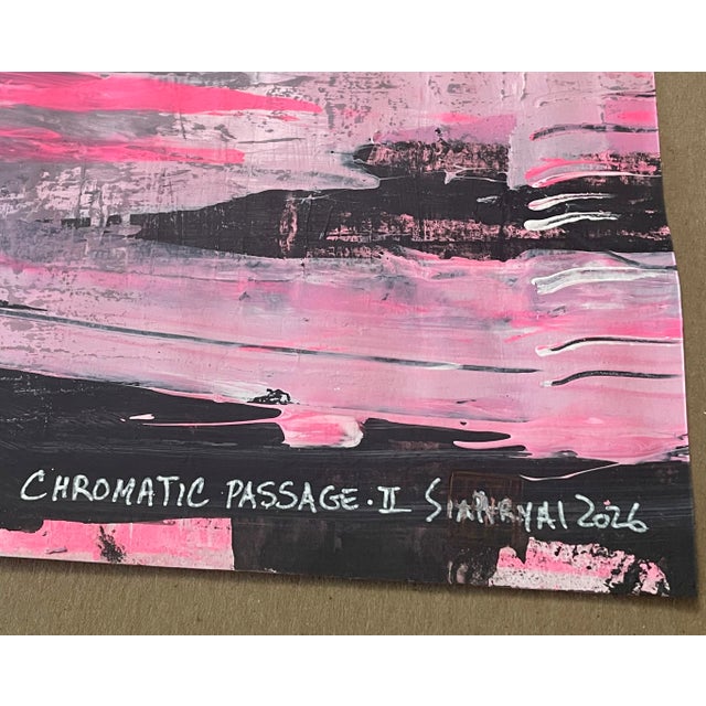 Modern Chromatic Passage. I Framed Abstract Shades of Pink and Black Painting For Sale - Image 3 of 5