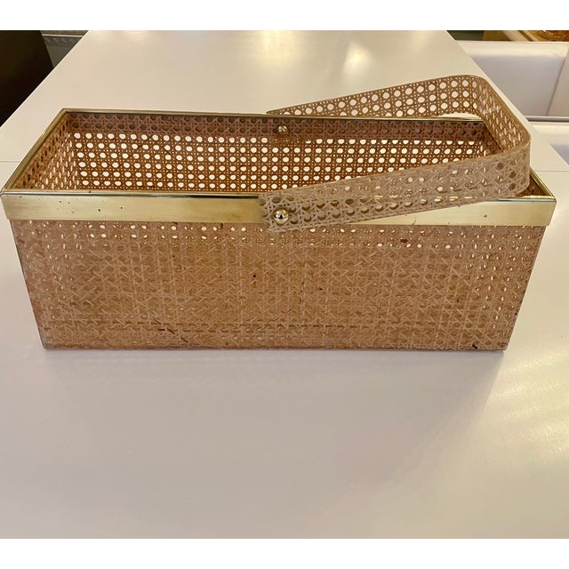 Metal Storage Basket in Viennese Wickerwork in the style of Gabriella Crespi, Italy, 1970s For Sale - Image 7 of 10