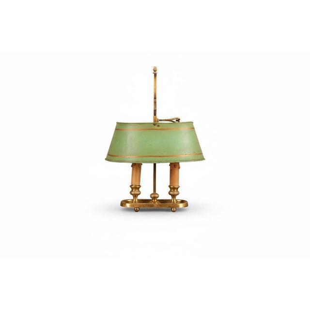 French Bouillotte Two-Light Table Lamp with Green Tôle Shade, 1930s For Sale - Image 11 of 11
