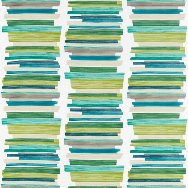 Harlequin Calcine Fabric in Emerald / Zest / Marine - a Sample For Sale