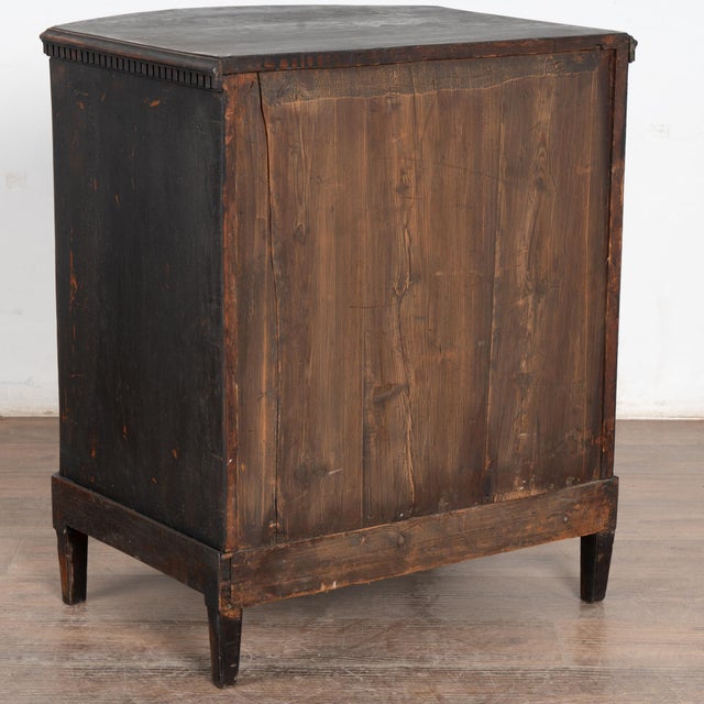 19th Century Swedish Black Bow Front Small Chest of Three Drawers or Nightstand For Sale - Image 10 of 10
