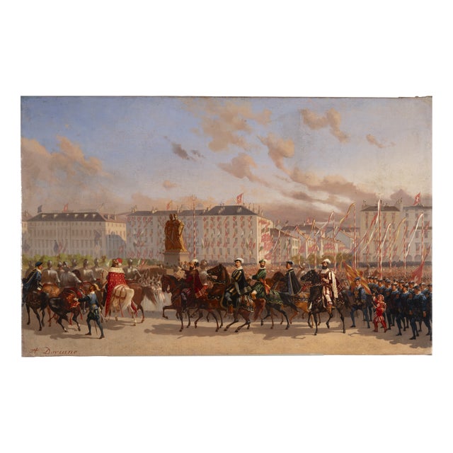 Auguste Doviane, Parade in Geneva, Oil Painting For Sale