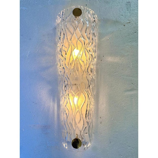 Monumental Clear Murano Glass Wall Sconces by Simoeng, Set of 2 For Sale - Image 4 of 9