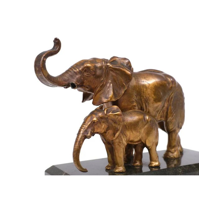 Art Deco Two Elephants on Black Marble Base, France, 1925 For Sale - Image 11 of 12