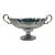 Vintage Pewter Pedestal Centerpiece Bowl With Scalloped Rim and Scrolled Handles For Sale
