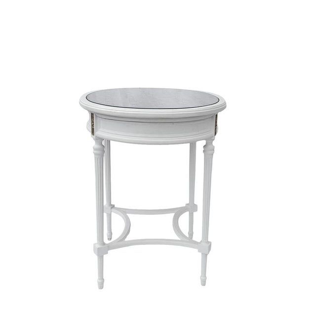 Mid-Century Louis XVI Style Oval Table with Glass Top and Pull-Out Leaves, 1940s For Sale - Image 6 of 13