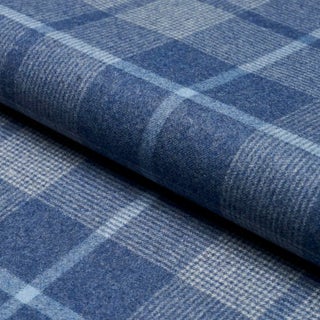 SAMPLE - Schumacher Montana Wool Plaid Fabric In Slate For Sale