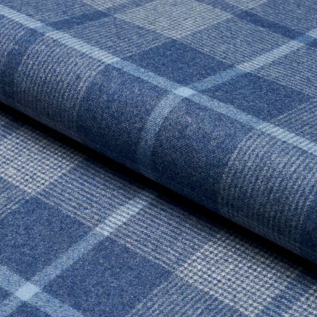 SAMPLE - Schumacher Montana Wool Plaid Fabric In Slate For Sale