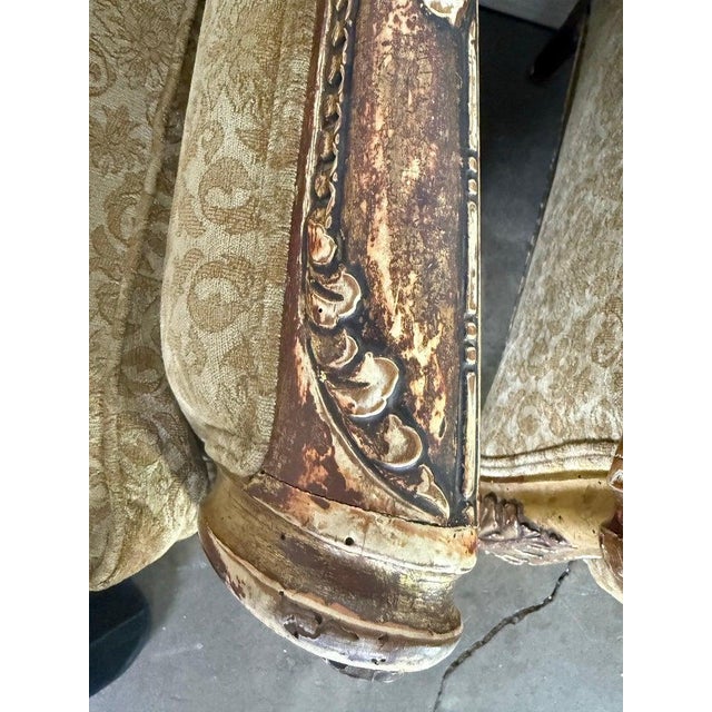 Pair of Italian Giltwood Armchairs With Damask Upholstery For Sale - Image 9 of 11