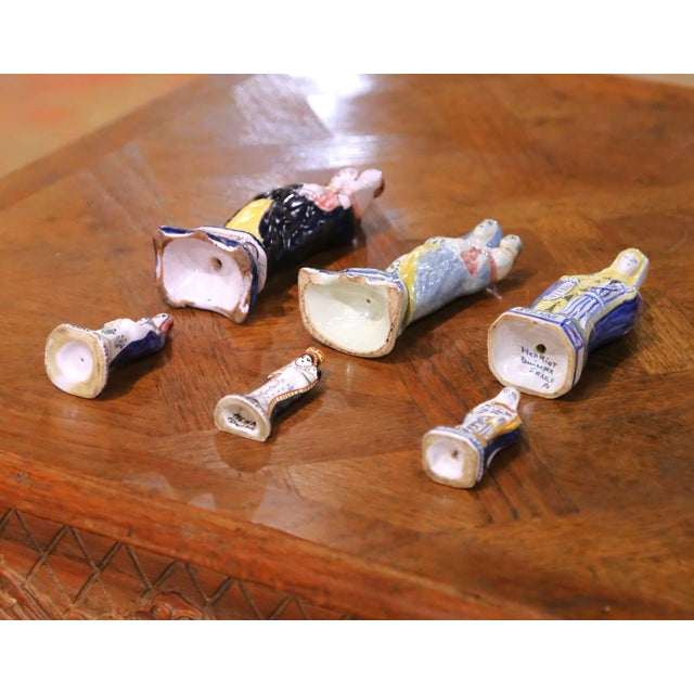 19th Century French Quimper Faience Virgin Mary and St. Anne Figures, Set of Six For Sale - Image 14 of 16