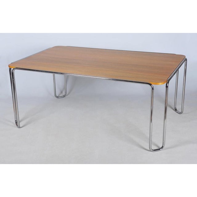 Bauhaus Dining Table, attributed to R. Slezák, Chrome, Polished Oak, Czech, 1930s For Sale - Image 16 of 18