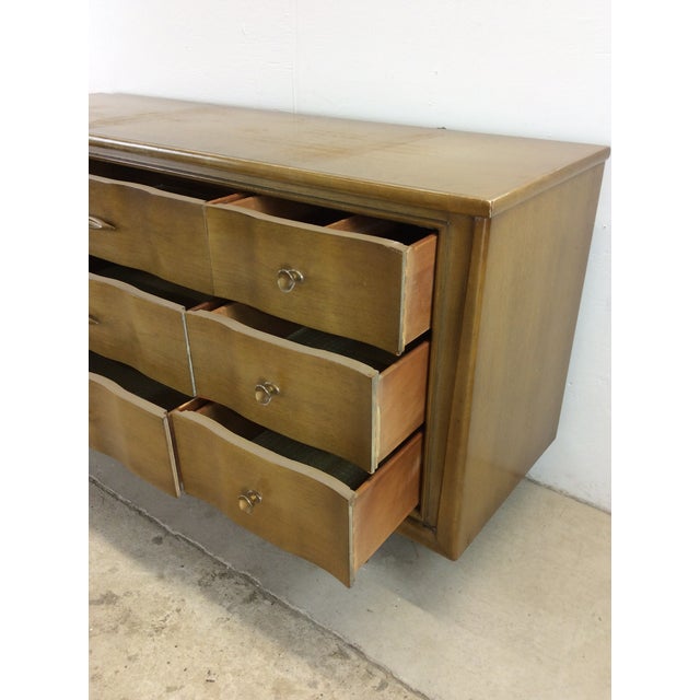 Mid Century Modern Lowboy Dresser With Brass Hardware For Sale - Image 10 of 12