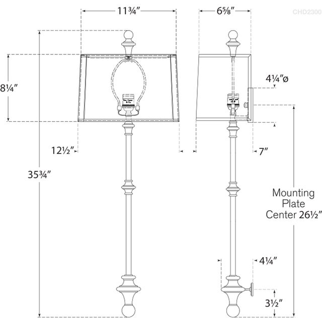Visual Comfort Chapman & Myers for Visual Comfort Signature Cawdor Stanchion Wall Light in Aged Iron with Linen Shade For Sale - Image 4 of 5