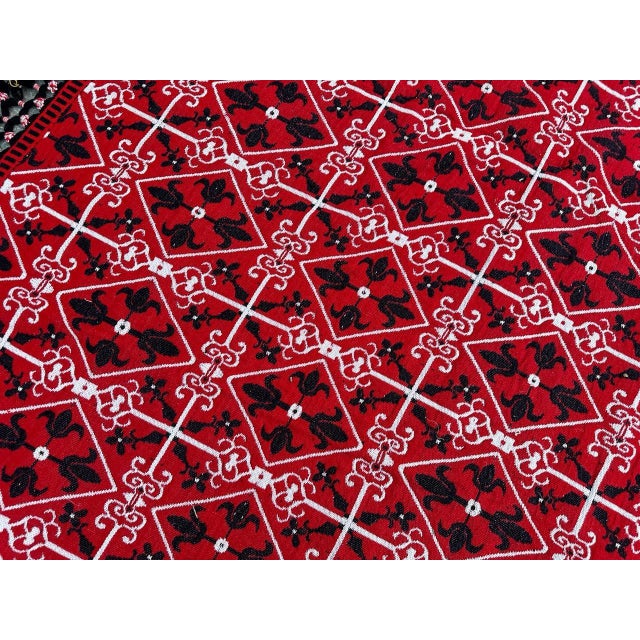 Large Square Jacquard Double Face Rug Cover, 1980s For Sale - Image 6 of 18