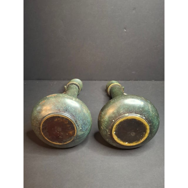 1950s Pair Vintage Pal-Bell Maurice Ascalon Bronze Ewers Pitchers Grape Motif Israel For Sale - Image 5 of 14