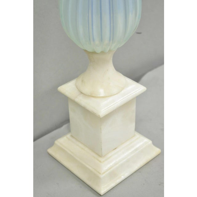 Vintage Murano Italian Mid Century Modern Blue Blown Glass Marble Table Lamp For Sale - Image 12 of 15