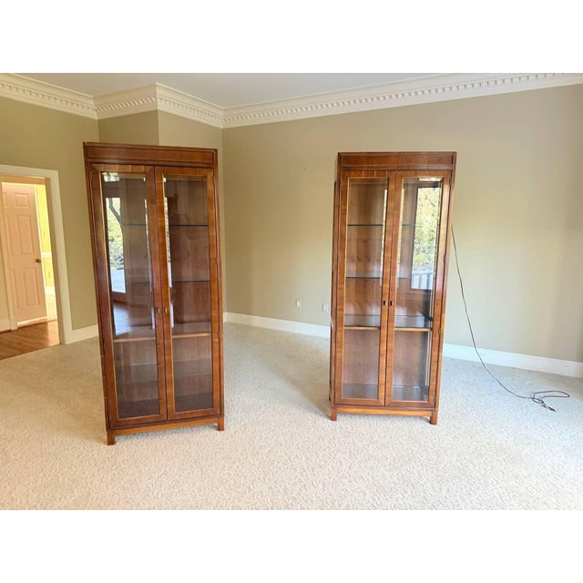 Vintage Yew Wood Single Door Curio Display Cabinets. High quality Lighted Interior, glass doors , glass shelves Sturdy ,...