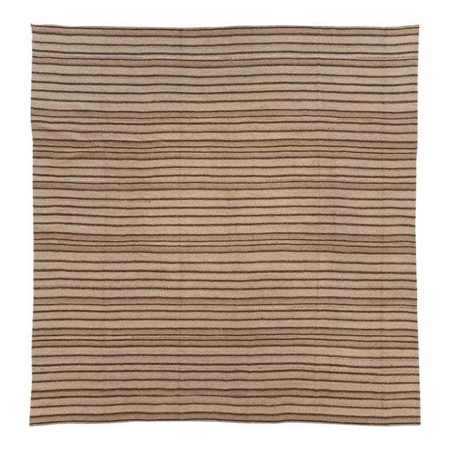 Galerie Shabab Collection Mid-20th Century Handmade Turkish Flatweave Kilim Square Room Size Carpet For Sale