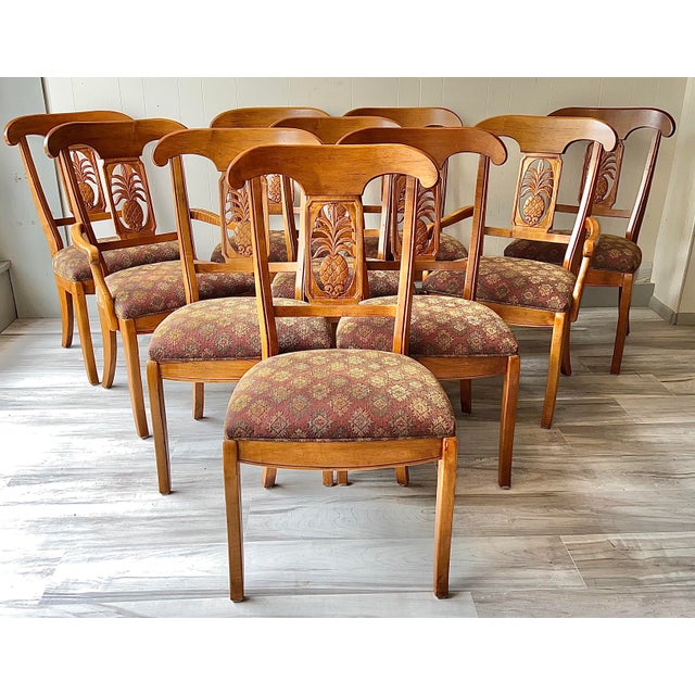 Ethan Allen Legacy Carved Pineapple Dining Chairs Set of 10 Chairish