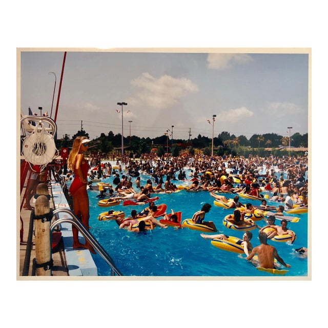 Jay Wolke, Crowded Swimming Pool Signed Vintage Color Photograph Chicago Photo Jay Wolke, 1986 For Sale