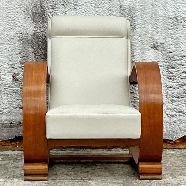 Wood Vintage 1940s Plank Armchair After Andoux and Minet For Sale - Image 7 of 10