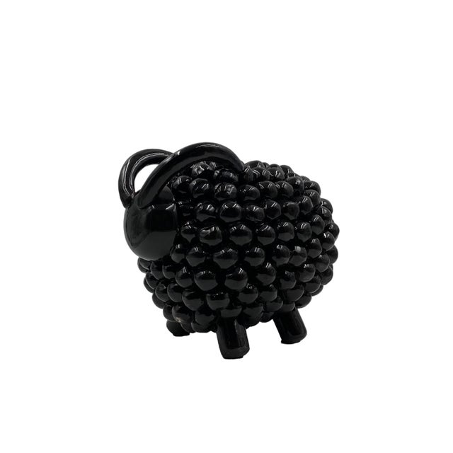 Black Ceramic Ram Sculpture, Italy, 1980s For Sale - Image 15 of 18