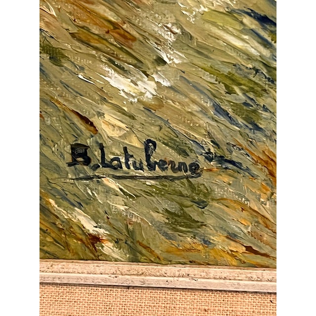 Post Impressionist 1970s Signed French Post-Impressionist Oil on Canvas of a Provençal Hilltop Village by B. Latuberne, 18” X 24” For Sale - Image 3 of 4