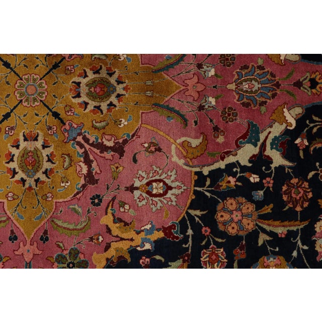 1920s 1920s Antique Tabriz Persian Bellini Rug in Pink, Blue & Gold Florals From Rug & Kilim For Sale - Image 5 of 8