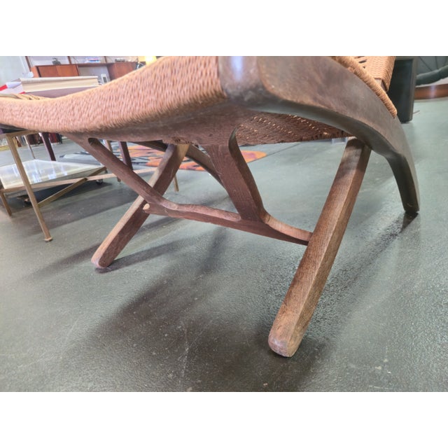 Wood VIntage Folding Woven Lounge Chair For Sale - Image 7 of 11