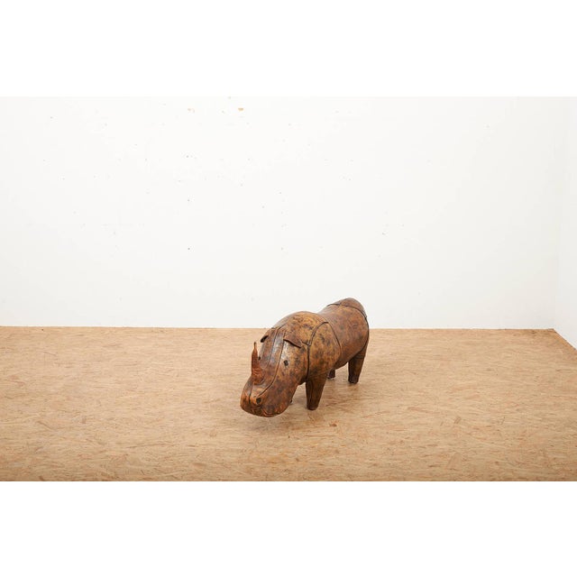 Brown Animal Rhino Ottoman in Leather by Dimitri Omersa for Omersa, 1963 For Sale - Image 8 of 13