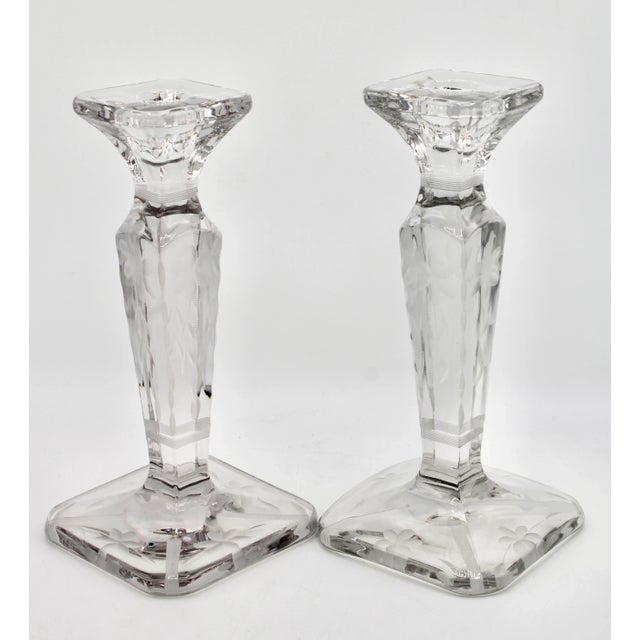Vintage French Country Crystal Candlesticks For Sale - Image 9 of 12