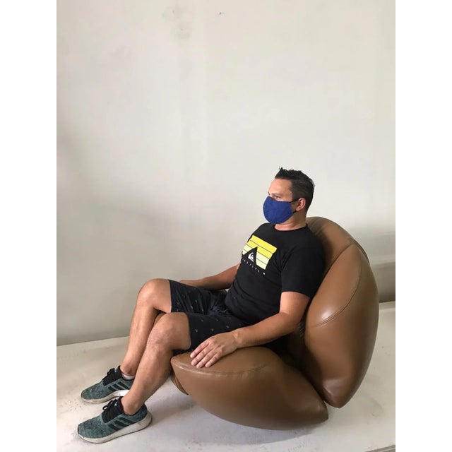 Unique Organic Italian Leather Lounge Chair by Comfortline For Sale In Miami - Image 6 of 12