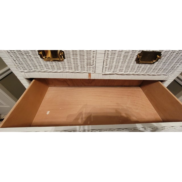 1980's Henry Link Style Coastal 6 - Drawer Wicker Dresser For Sale - Image 14 of 15
