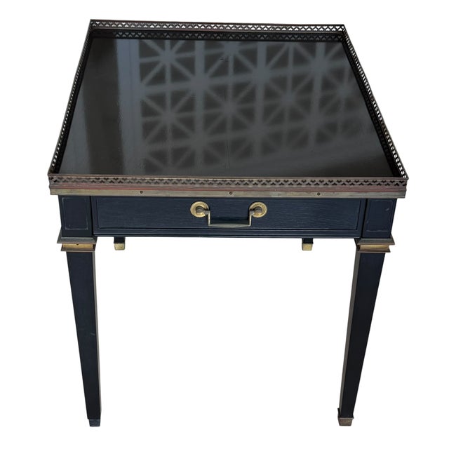 Signed Maison Jansen French Side Table w Gallery Rim - 1 of 2 Available.